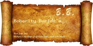 Boberity Barlám névjegykártya